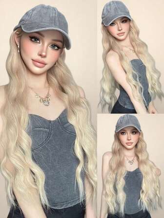 牛仔帽 - 金色奇迹：66厘米完美波浪，编织前卫时尚和轻松魅力的故事