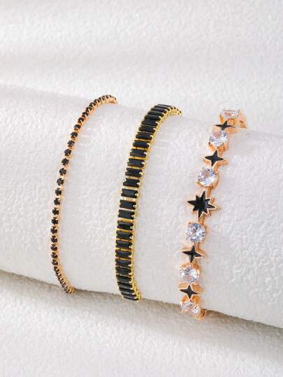 1pc/3pcs Bohemian Style Star Rhinestone Bracelet Jewelry For Women