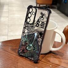 Funda de Teléfono de Lujo de Negocios de Alta Gama con Monstruo de Dibujos Animados No. 8 Compatible con 25/S24/S23/S22/FE Note20 Ultra Plus 4G/5G Marco Negro a Prueba de Golpes Cubierta Trasera Transparente Diseño Creativo - Colores mixtos - Ver 4