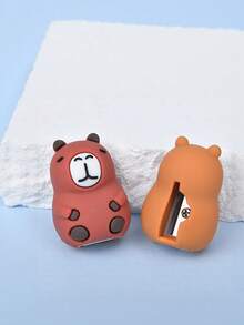 2 piezas de lindo sacapuntas de Capibara con forma de capibará de dibujos animados, sacapiezas para niños, artículos de papelería para estudiantes de primaria, regalos de vuelta a clases - Multicolor - Ver 7