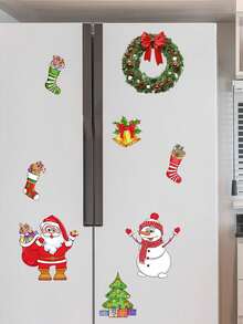 Christmas Snowman Refrigerator Stickers, Cute Children's Christmas Theme Stickers, Waterproof Santa Claus And Snowman Stickers, Fun Christmas Holiday Gift Stickers, Suitable For Girls And Boys, Christmas Party Gift Supplies, Baby Showers, Baby Party Decorations, Gender Reveal Decorations
