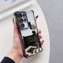 Funda de Teléfono Graffiti Rosa Blanca Adecuada para 25/S24/S23/S22 FE Ultra Plus 4G/5G Cubierta Protectora Transparente de Gel Suave a Prueba de Golpes - Colores mixtos - Ver 5