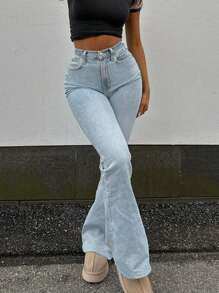 Pantalones vaqueros cruzados de comercio exterior Ins con nueva moda femenina, de solapa micro, casual, versátil y que realzan la cadera