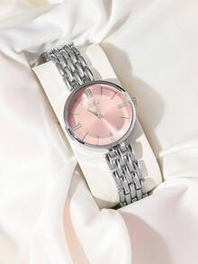 1pc Women's Fashion Minimalist Classic Casual Quartz Watch, Suitable For Everyday Use - Pink - View 3