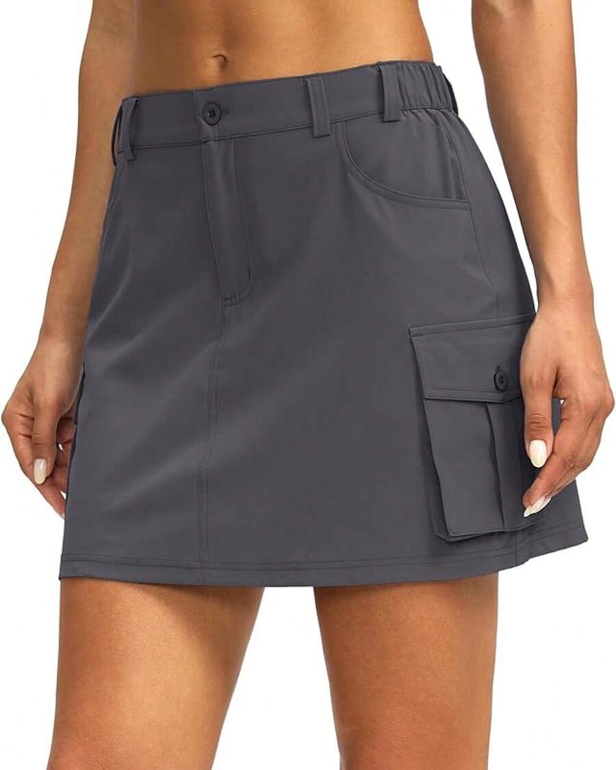 Women's Skort 5 Pockets Cargo Skirt Skirts Skorts Women Casual Summer Hiking - 深灰色 - 查看 1