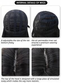 alicegarden 1 件合成耐热短直假发，黑棕色刘海式假发，22 英尺长，日常使用，自然逼真的假发（不含配件） - 黑棕色 - 查看 7