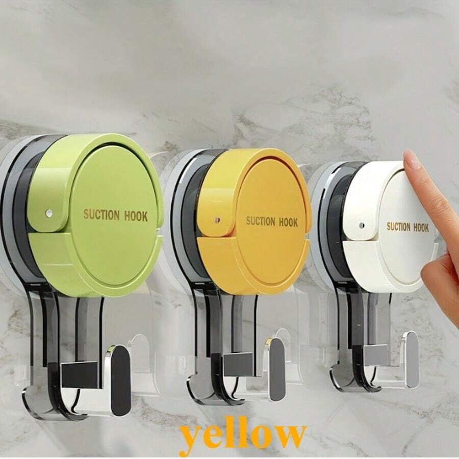 现代塑料吸盘挂钩，壁挂式，免钻真空密封挂钩，适用于毛巾、厨房、浴室和家居收纳 - 彩色 - 查看 1