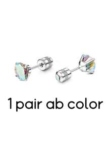 5/1 Pair Fashion Colored Zirconia Men's Earrings Set - Hypoallergenic 316L Stainless Steel Punk Ear Bone Studs For Daily Wear