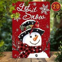 1Pc Vintage Iron "Let It Snow" Snowman Wall Art Plaque - Rustic Red & Black Metal Sign With Festive Snowflakes & Pine Branches, 7.87x11.81 Inch Indoor/Outdoor Holiday Decor For Christmas, Winter Parties, Garden - No Electricity Needed, Unique Gift Idea, Snowflake Decorations, Christmas Party Decoration, Winter Theme Decor, Classic Craftsmanship