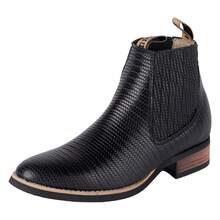 Fratello Select Fratello botines vaqueros de negros tipo chelsea para hombre 0048, elaborados en piel con textura tipo trenzado fino, con elásticos laterales, ideales para eventos o un look vaquero elegante, botas chelsea hombre, textura trenzada, calzado negro elegante, moda masculina - Negro - Ver 3