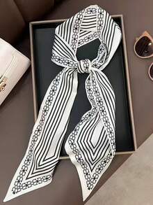1入組女士春夏款休閒模擬絲質圍巾，專業印花圍巾適用於脖子、頭巾，薄型裝飾圍巾或腰帶，頭巾時尚髮箍 - A - 查看 40