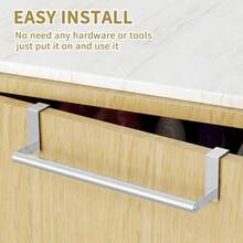 Over Cabinet Towel Holder Stainl Steel Cabinet Door Towel Bar Rack Holders Fit On Over Cabinet Cupboard Doors Kitchen 2 Pack Sier - Silver - View 7