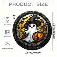 1 Piece Ghost Pumpkin Acrylic Panel - Humorous Halloween & Autumn Decoration With Smiling Ghost & Jack & Lantern, 2D Graphic Design, Home & Bar Remodel, Perfect New Home Gift, Festive Window Hanging, Festive Window Hangback | Optimistic Design | Durable Acrylic, Halloween Decorations Home Decor Room Decor - Acrylic-round - View 17