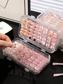 三折假指甲展示盒，带透明防尘盖的便携式可穿戴美甲收纳盒，用于按压指甲的亚克力指甲收纳盒，美甲师旅行美甲套装，非常适合美甲沙龙老板、DIY美甲爱好者和内容创作者，非常适合圣诞节礼物和情人节美容礼物 - 彩色 - 查看 7