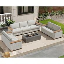 Outdoor Patio Furniture Set – Rattan Wicker Sectional Sofa With Washable Cushions For Lawn, Backyard & Garden, Beige - 88"+63"x2 - View 1