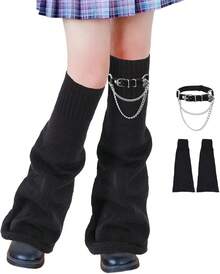Kawaii Leg Warmers, Harajuku Lolita & Gyaru Socks, Japanese Cute Emo Style Accessories For Women - Black - View 1