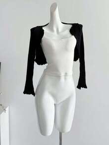 一件轻薄蕾丝边薄款罩衫，女士百搭夏季薄款罩衫，连衣裙吊带背心 - A - 查看 11