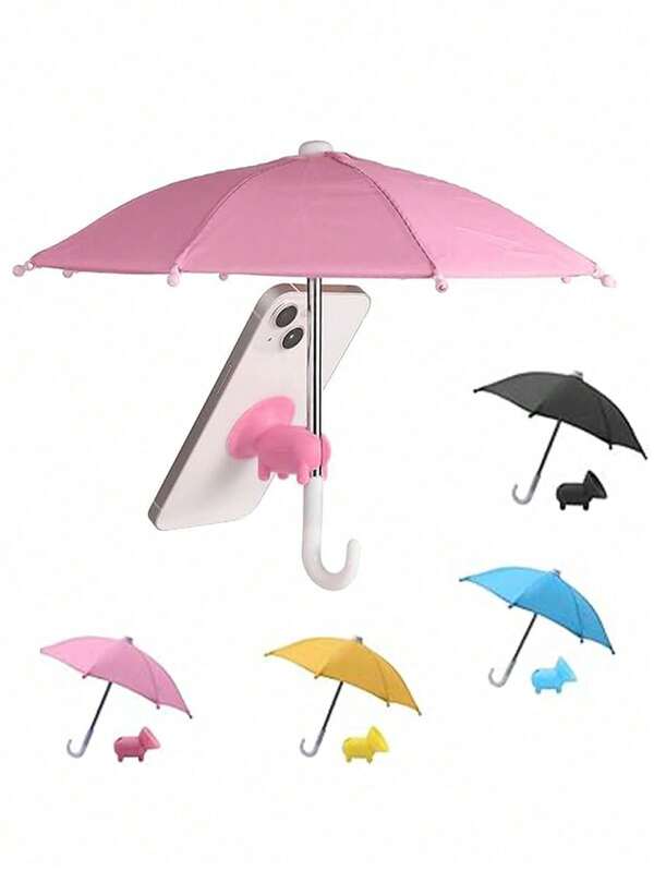 1 pieza Set Paraguas para teléfono celular para sombra solar, Paraguas para teléfono con protección UV - Soporte universal ajustable lindo con ventosa de cerdo, Bloqueador de brillo para teléfono celular al aire libre, Soporte antirreflejo para el sol al aire libre, Artículos esenciales de viaje