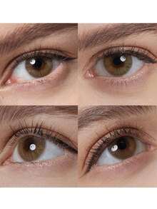 Lentes de contacto de color MagisTer apariencia natural colores claros ócler 1 par 2 piezas 14,0 mm 6 meses desechables lentes de contacto cosméticas con estuche regalo aleatorio ideales para Halloween maquillaje de fantasía cosplay - Marrón claro - Ver 4