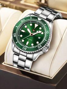 NSNEVER STOP 1pc Business Round Quartz Analog Watch With Spiral Crown And Folding Buckle, Suitable For Daily Life, Business Events, Holidays, Birthday Gifts, Valentine's Day Gifts, Christmas - Silver - View 1