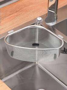 1 buah Keranjang Saringan Wastafel Stainless Steel - Filter Sampah Logam Anti Bocor dengan Penyimpanan Jaring, Untuk Menjaga Kesegaran Hasil Pertanian, Mudah Dibersihkan, Tahan Korosi, Tahan Lama, Solusi Pembuangan Dapur Hemat Ruang - Perak - View 7