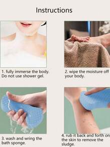 1 pieza-Esponja de fregado con rejilla tridimensional azul, un accesorio de ducha portátil suave y duradero que es fácil de secar al aire