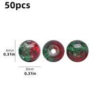 50pcs 8mm Halloween Festival Double Color Crack Beads Black Orange Purple Straight Hole Beads DIY Bracelet, Necklace, Ring, And Phone Rope Spacer Beads Accessories Beads