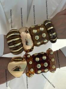 1 Vòng tay bằng nhựa thiết kế cơ bản Châu Âu của Mỹ, Bộ vòng tay kim loại dày cho nữ, Bộ vòng tay acrylic co giãn màu đồi mồi, Trang sức thời trang phù hợp để đeo hàng ngày, dự tiệc, hẹn hò - Nhiều màu - Xem 10