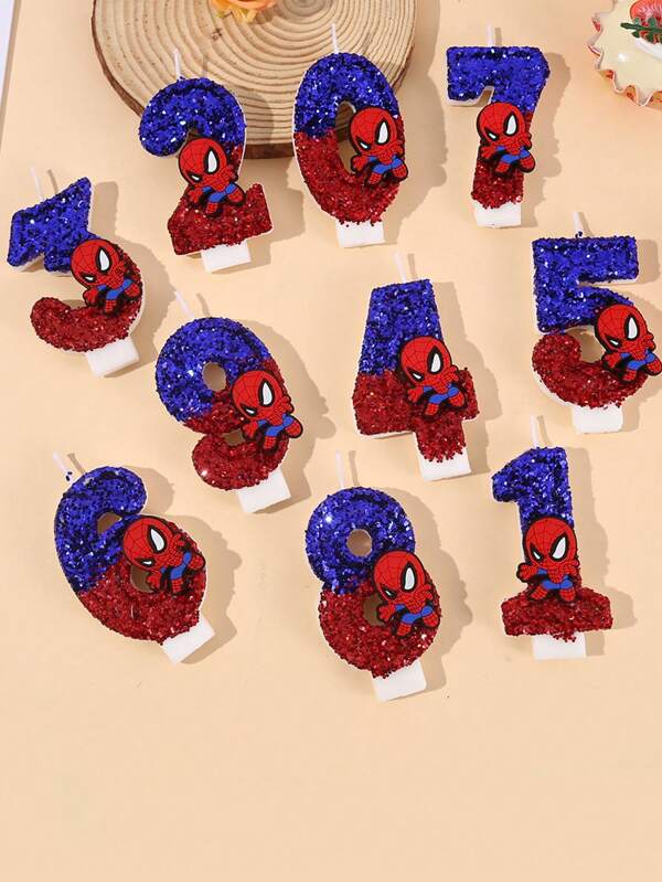 Disney Candles From Popular Movie Series Such As Spider-Man, And The Bad Witch,1-9 Digital Candles For Background Decoration, Party, Wedding And Party Decoration, A Best-Selling Disney Daily Decoration, Festival And Birthday Party Decoration, And A Small Party Gift. Suitable For Birthday, Party, Wedding Center Background Decoration