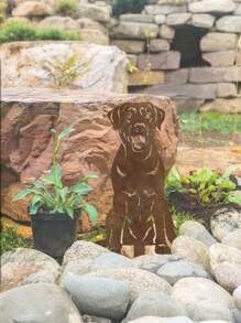 1pc Rusty Iron Metal Labrador Garden Stake - Rusty Metal Artwork - Outdoor Garden Decor