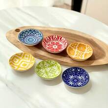 6-Piece Bohemian Ceramic Condiment Dishes | Stylish Sauce Plates For Soy Sauce, Vinegar & Spices | Ideal For Home Kitchens, Restaurants, Sushi Bars, Parties, Hot Pots, BBQs & Picnics | Tableware For Every Occasion - Multicolor - View 2