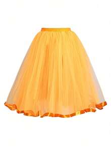 1 件女式中长纯色连衣裙，粉色、橙色、蓝色、黑色、红色、黄色、彩虹芭蕾短裙，蓬松分层网眼连衣裙，下骨衬裙，适合节日、派对、表演、舞蹈、骄傲月的装饰连衣裙，适合春季、夏季、秋季、冬季