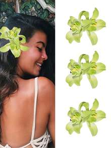 1/3 件多色女士大雪纺兰花波西米亚花朵发夹适用于新娘婚礼配饰发夹发夹配饰 - 彩色 - 查看 24