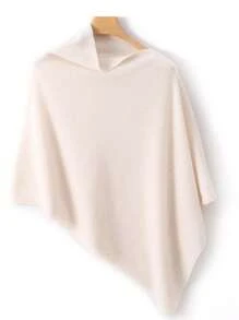 1 pièce Poncho en laine de mérinos 100% pour femmes, châle ample tricoté avec col roulé, cape asymétrique surdimensionnée
