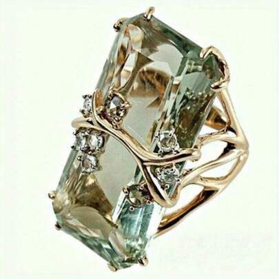 Sparkling Ring With Large Square  - Perfect For Everyday Wear And Parties
