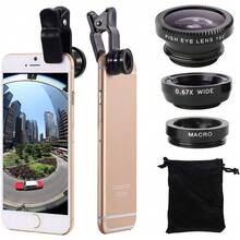 ‌3-In-1 Universal Phone Camera Lens Kit - Wide Angle, Macro & Fisheye Lenses For IPhone,  & Android Smartphones (Black)‌ - Black - View 1