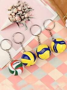 1pc Fashion PVC Volleyball Football Basketball Rugby Tennis Keychain Accessories Business Volleyball Gifts Beach Ball Athletes Sports Men's And Women's Keychain Gifts School - Multicolor - View 1