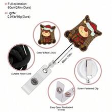 1 Stylish And Cute Santa Claus Collection Decorative Glitter Acrylic Snap Lanyard Clip - Glitter Acrylic Snap Lanyard Clip For Nurses, Friends And Family, Ideal For Parties And Holiday Gifts (Multi-Color)