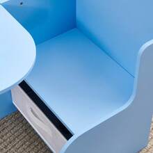 2 In 1 Wooden Children Table With Chair, Small Kids Table And Chair Set With Storage Box, Suitable For Kids Children Toddlers Boys Girls, Blue - Blue - View 4