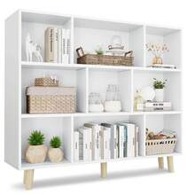 9-Cube Bookcases, 3-Tier Freestanding Bookshelf With Adjustable Shelves - 白色 - 查看 2