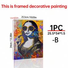 Art Decor Modern Mona Lisa Canvas Print, Fashion Theme Retro Portrait Wall Art, Frameless Ink Artwork, Indoor Hanging Decor Poster For Living Room, Bedroom, Home Office - Basquiat-Inspired Watercolor Design Gifts Birthday Graduation