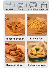 50/100 包空气炸锅烘焙纸，16 厘米烘焙纸衬垫，适用于 3-4.5 升无油炸锅的空气炸锅配件 | 不粘羊皮纸，用于烘焙、烤制和微波炉