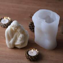 耶稣、圣母玛利亚和家人雕像模具、硅胶蜡烛模具、DIY 3D 肖像雕塑石膏装饰硅胶模具 - 白色 - 查看 4