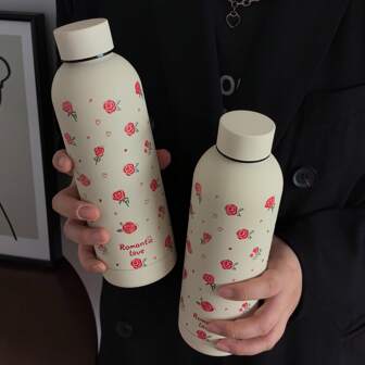 1 Stück 500ml Tulpe, rote Rose, Kirsche Wassertasse, doppelwandiger Edelstahl isolierter Kaffeebecher, Kältebecher, Vakuumflasche, Reise- und Ausflugstasse, Gym- und Outdoor-Sportbecher, perfekt für Pralinen, Geburtstagsgeschenk für Freundin, Weihnachtsgeschenk