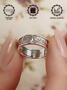 1 件 S925 纯银休闲装饰生命之树蜂巢戒指，适合女性和男性日常装饰，情人节、复活节、万圣节、婚礼礼物，附赠礼品盒 - 蜂巢 - 查看 10