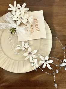 Women's Fresh, Fashionable And Minimalist White Artificial Flower Lace Ribbon, Suitable For Daily Use, Home, School, Beach, Office, Commute, Party, Holiday, Birthday, Back To School, New Year, Valentine's Day, Mother's Day, Wedding, Music Festival, Graduation, Claw Clips, Hair Claws, Clips For Hair, Hair Slide, Hair Barrettes, School Stuff, White Hair Accessories