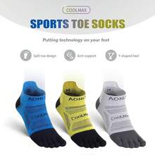 Calcetines de Dedos  para Correr para Hombres y Mujeres 3 Pares Calcetines Atléticos Transpirables de Cinco Dedos - E4839-Multicolor - Ver 3