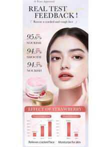 100克草莓蛋糕滋养面霜，保湿、滋养、舒缓并修复干燥粗糙肌肤，提亮肤色，个人护理 - 粉色 - 查看 7