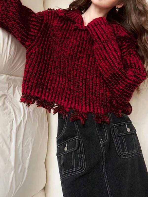 2025 Autumn And Winter Fashion Hot Products Daily Leisure Street Commuting All-Match Style Youthful Cute Solid Color Wool Edge Ladies Hooded Sweater