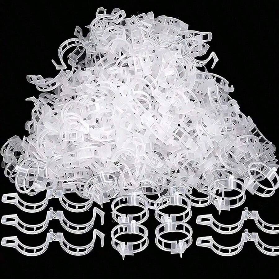 100pcs Tomato Clips, Plastic Trellis Clips, Plant Support Clips, Grape Vine Clips, Tomato Vines, Vegetable Plant Clips, Garden Clips, Seedling Fixing Clips, Make Plants Grow Upright And Healthier - White - View 1